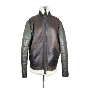 Men's Brown and Green Bomber Jacket